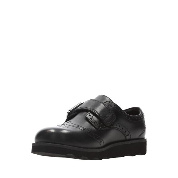 Clarks Girls Crown Pride School Shoes Black | CA-5984621